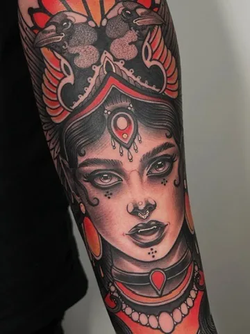Neo-traditional tattoo by Alex Roze