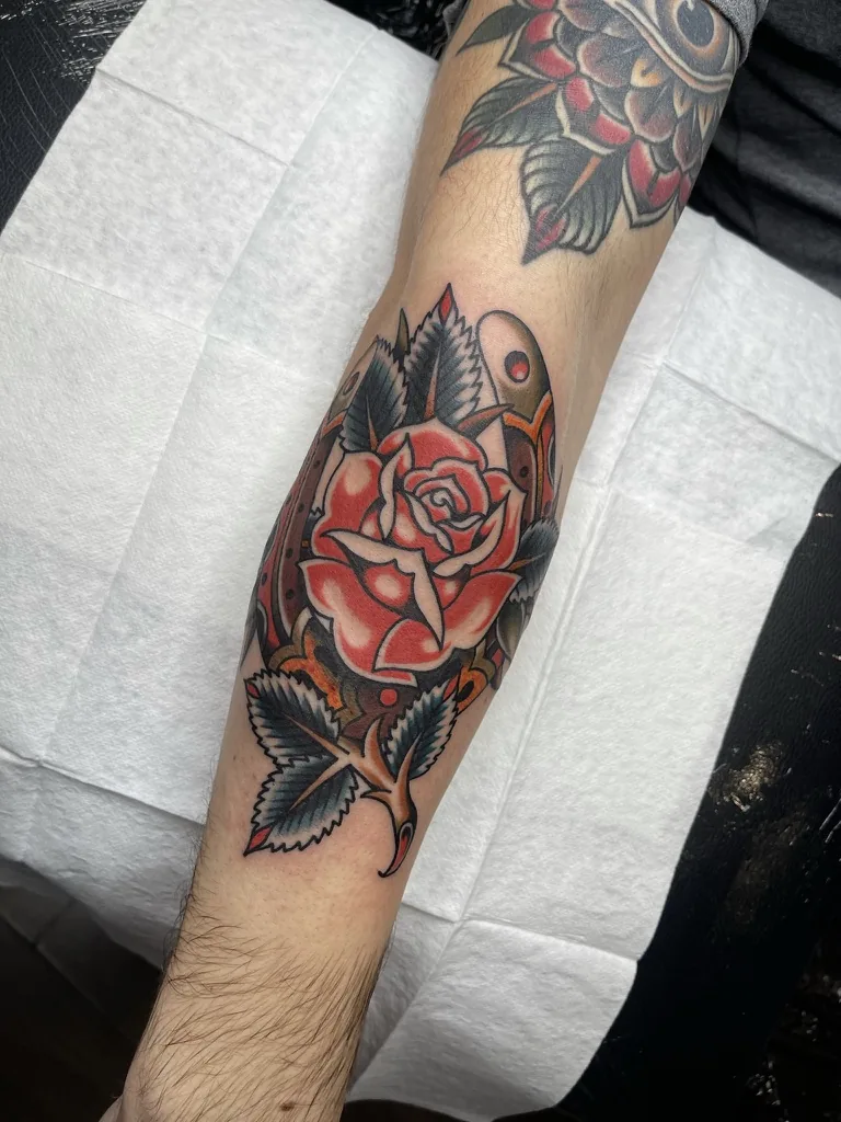 Traditional rose — traditional tattoo by Alex Roze, Kelowna